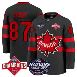 Canada 4 Nations Face-Off 2025 Champions Premium Black Sidney Crosby 87 All Stitched Jersey