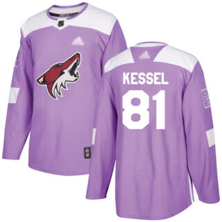 Youth Arizona Coyotes #81 Phil Kessel Purple Authentic Fights Cancer Stitched Hockey Jersey