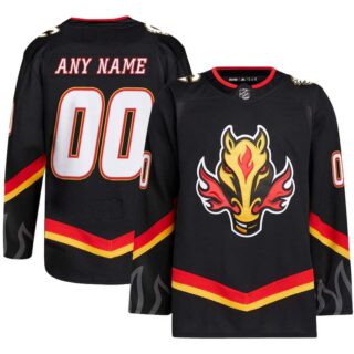 Custom Calgary Flames adidas Black Alternate Primegreen Authentic Jersey