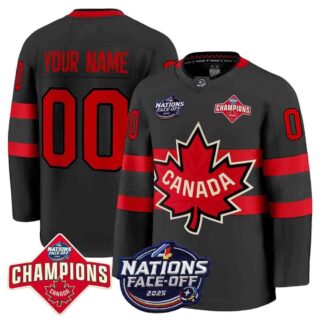 Custom Canada 4 Nations Face-Off 2025 Champions Premium Black All Stitched Jersey