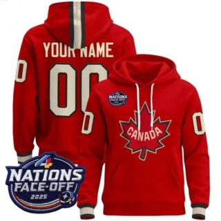 Custom Men's Canada 4 Nations Face-Off 2025 Pullover Hoodie red All Stitched Jersey