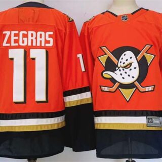 Men's Anaheim Ducks #11 Trevor Zegras Orange Black 2024-25 Stitched Jersey