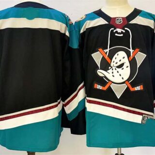 Men's Anaheim Ducks Blank Black Teal 2024-25 Stitched Jersey