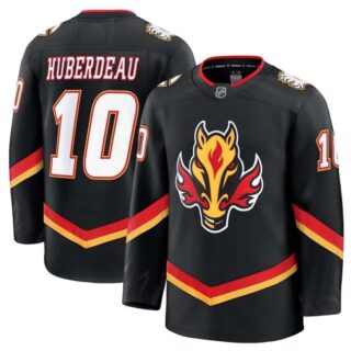 Men's Calgary Flames #10 Jonathan Huberdeau Black 2024-25 Alternate Stitched Hockey Jersey