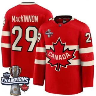 Men's Canada 2025 4 Nations Face-Off Champions red Nathan MacKinnon 29 All Stitched Jersey
