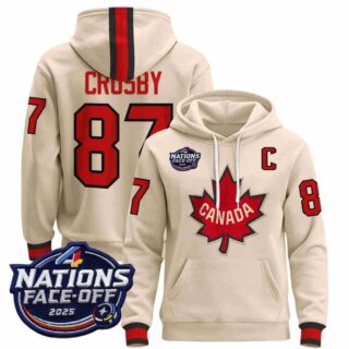 Men's Canada 4 Nations Face-Off 2025 Pullover Hoodie Sidney Crosby 87 All Stitched Jersey