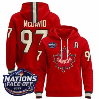 Men's Canada 4 Nations Face-Off 2025 Pullover Hoodie red Connor McDavid 97 All Stitched Jersey