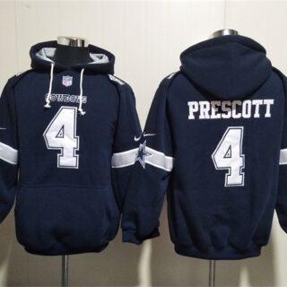 Men's Dallas Cowboys #4 Dak Prescott Navy Ageless Must-Have Lace-Up Pullover Hoodie