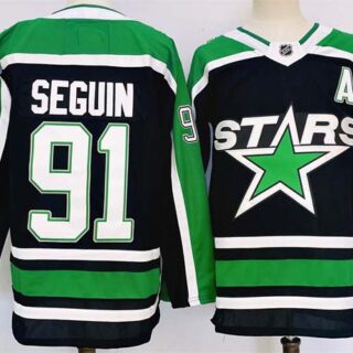 Men's Dallas Stars #91 Tyler Seguin Black 2024-25 Reverse Retro Stitched Jersey