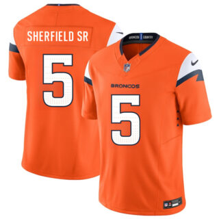 Men's Denver Broncos #5 Trent Sherfield Sr Orange 2024 F.U.S.E. Vapor Limited Stitched Football Jersey