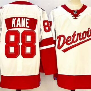 Men's Detroit Red Wings #88 Patrick Kane White Red 2024-25 Stitched Jersey