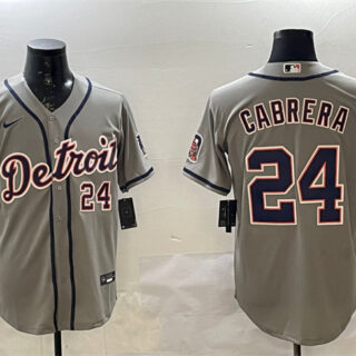 Men's Detroit Tigers #24 Miguel Cabrera Grey Cool Base Stitched Baseball Jersey