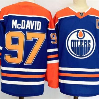 Men's Edmonton Oilers #97 Connor McDavid Royal 2024-25 Stitched Jersey