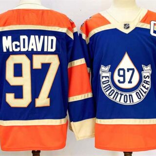 Men's Edmonton Oilers #97 Connor McDavid Royal 2024-25 With C Patch Heritage Classic Primegreen Stitched Jersey