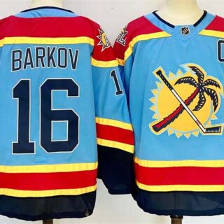 Men's Florida Panthers #16 Aleksander Barkov Blue 2024-25 Reverse Retro With C Patch Stitched Hockey Jersey