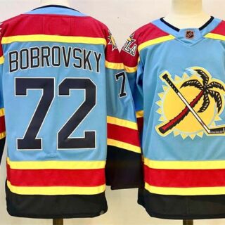 Men's Florida Panthers #72 Sergei Bobrovsky Blue 2024-25 Reverse Retro Stitched Hockey Jersey