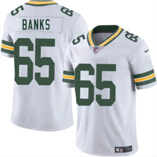 Men's Green Bay Packers #65 Aaron Banks White 2025 Vapor Untouchable Limited Stitched Jersey