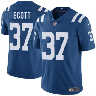 Men's Indianapolis Colts #37 Daniel Scott Blue 2025 Vapor Limited Stitched Football Jersey
