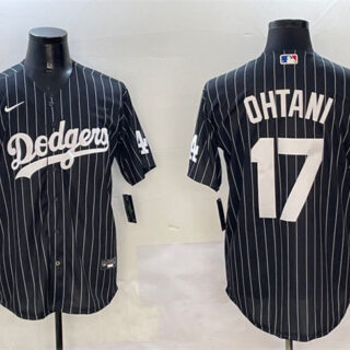Men's Los Angeles Dodgers #17 Shohei Ohtani Black Cool Base Stitched Baseball Jersey