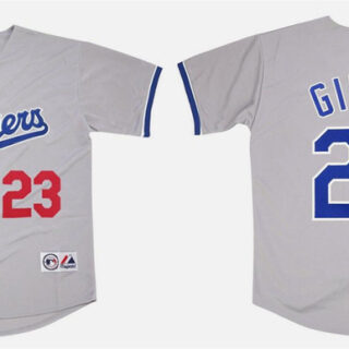 Men's Los Angeles Dodgers #23 Kirk Gibson Gray 1988 World Series Stitched Baseball Jersey