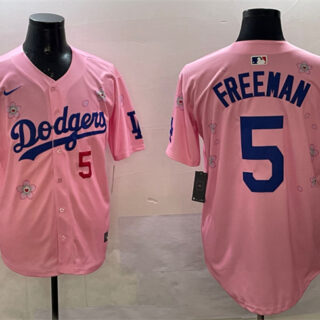 Men's Los Angeles Dodgers #5 Freddie Freeman Pink 2025 Tokyo Series Limited Stitched Baseball Jersey