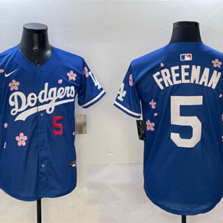Men's Los Angeles Dodgers #5 Freddie Freeman Royal 2025 Tokyo Series Limited Stitched Baseball Jersey