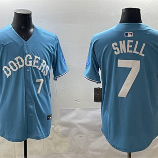 Men's Los Angeles Dodgers #7 Blake Snell Light Blue Limited Stitched Baseball Jersey