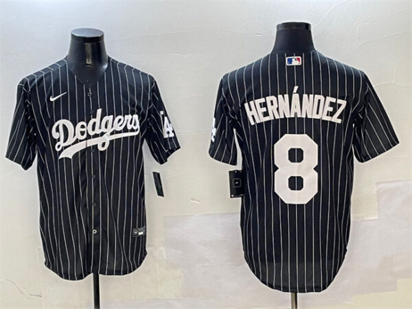 Men's Los Angeles Dodgers #8 Enrique Hernandez Black Cool Base Stitched Baseball Jersey