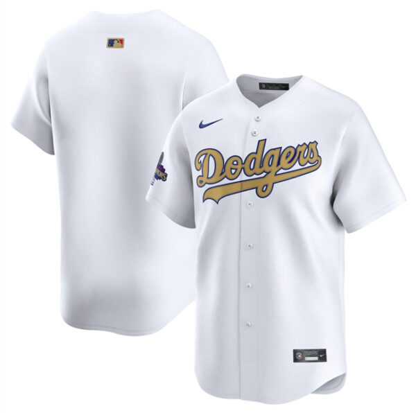 Men's Los Angeles Dodgers Active Player Custom White 2025 Gold Collection Limited Stitched Baseball Jersey