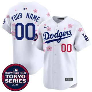 Men's Los Angeles Dodgers Active Player Custom White 2025 Tokyo Series Limited Stitched Baseball Jersey