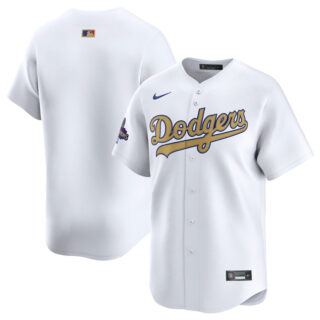 Men's Los Angeles Dodgers Blank White 2025 Gold Collection Limited Stitched Baseball Jersey