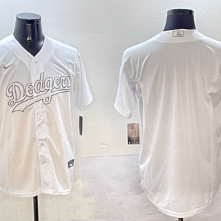 Men's Los Angeles Dodgers Blank White Cool Base Stitched Baseball Jersey
