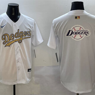 Men's Los Angeles Dodgers Team Big Logo White 2025 Gold Collection Limited Stitched Baseball Jersey 003