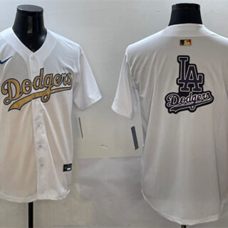 Men's Los Angeles Dodgers Team Big Logo White 2025 Gold Collection Limited Stitched Baseball Jersey 004