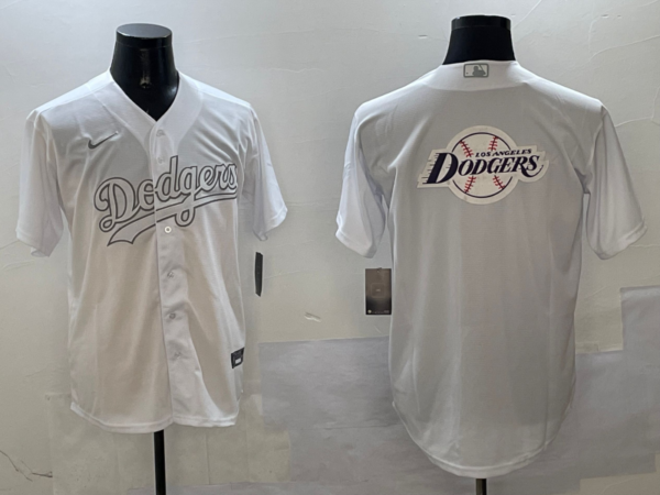 Men's Los Angeles Dodgers Team Big Logo White Cool Base Stitched Baseball Jerseys