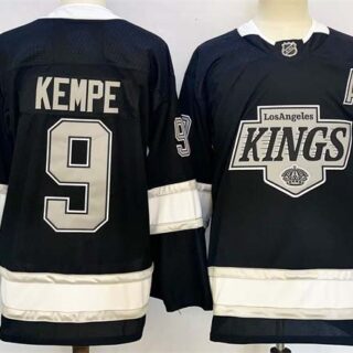 Men's Los Angeles Kings #9 Adrian Kempe Black 2024-25 Home With A Patch Stitched Hockey Jersey