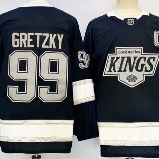 Men's Los Angeles Kings #99 Wayne Gretzky Black 2024-25 Home With C Patch Stitched Hockey Jersey