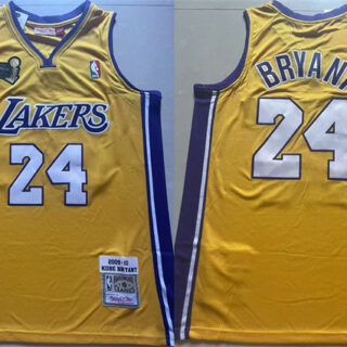 Men's Los Angeles Lakers #24 Kobe Bryant Yellow 2009-10 Stitched Basketball Jersey