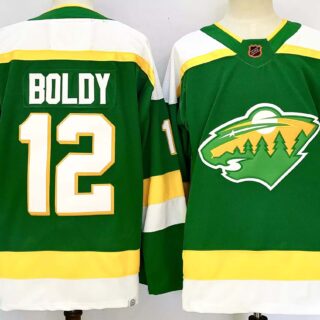Men's Minnesota Wild #12 Matt Boldy Green 2024-25 Alternate Stitched Hockey Jersey