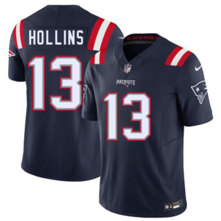 Men's New England Patriots #13 Mack Hollins Navy 2025 F.U.S.E. Vapor Limited Stitched Football Jersey