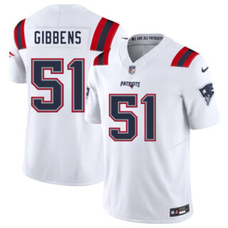 Men's New England Patriots #51 Jack Gibbens White 2025 F.U.S.E. Vapor Limited Stitched Football Jersey