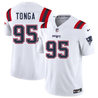Men's New England Patriots #95 Khyiris Tonga White 2025 F.U.S.E. Vapor Limited Stitched Football Jersey