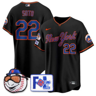 Men's New York Mets #22 Juan Soto Black 2025 Spring Training Stitched Baseball Jersey