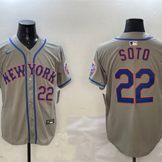 Men's New York Mets #22 Juan Soto Grey 2025 Spring Training Alternate Limited Stitched Baseball Jersey