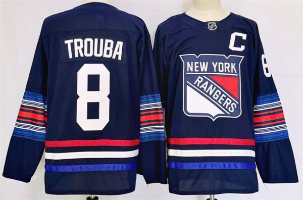 Men's New York Rangers #8 Jacob Trouba Navy 2024-25 Stitched Jersey
