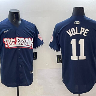Men's New York Yankees #11 Anthony Volpe Navy Bronx Graffiti Vapor Limited Stitched Baseball Jersey