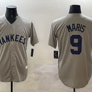 Men's New York Yankees #9 Roger Maris Grey Cool Base Stitched Baseball Jersey