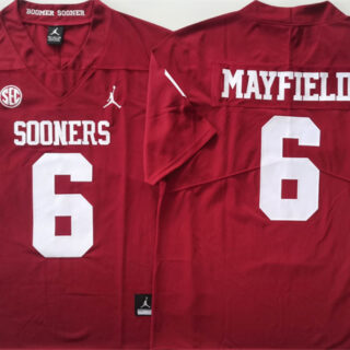 Men's Oklahoma Sooners #6 Baker Mayfield Red Stitched Jersey