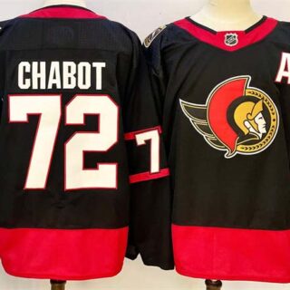 Men's Ottawa Senators #72 Thomas Chabot Black 2024-25 With C Patch Home Stitched Jersey