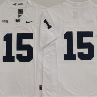 Men's Penn State Nittany Lions #15 Drew Allar White 2024 F.U.S.E. No Name Stitched Jersey